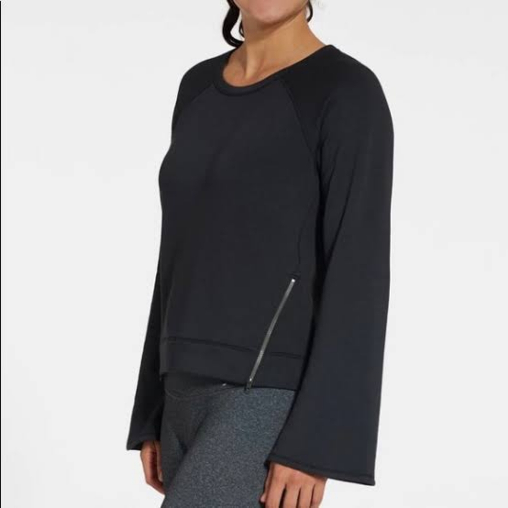 Calia XS Effortless Zipper Caviar Black Pullover